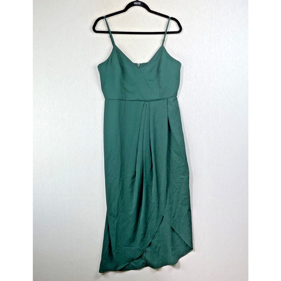 Lulus Reinette Green Midi Slip Dress L Christmas Holiday Party Event Wedding NWT - Picture 1 of 15